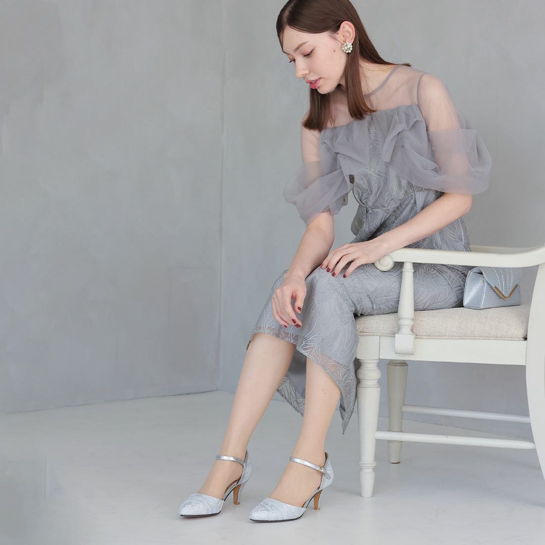 アーモンドトゥセパレートレースパンプス ｜靴・レディースシューズの