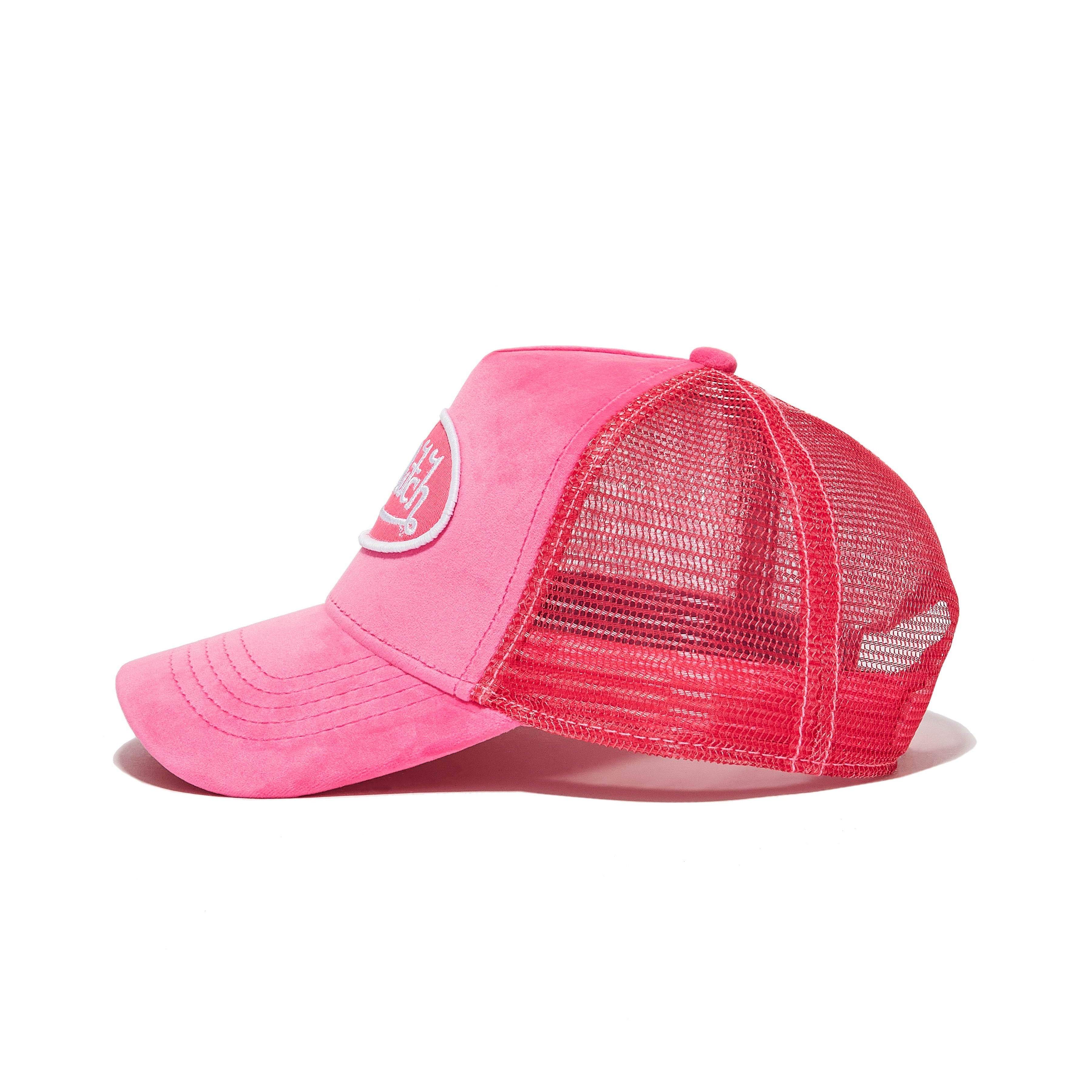 Hot Pink Crush Velvet Trucker Hat | Von Dutch