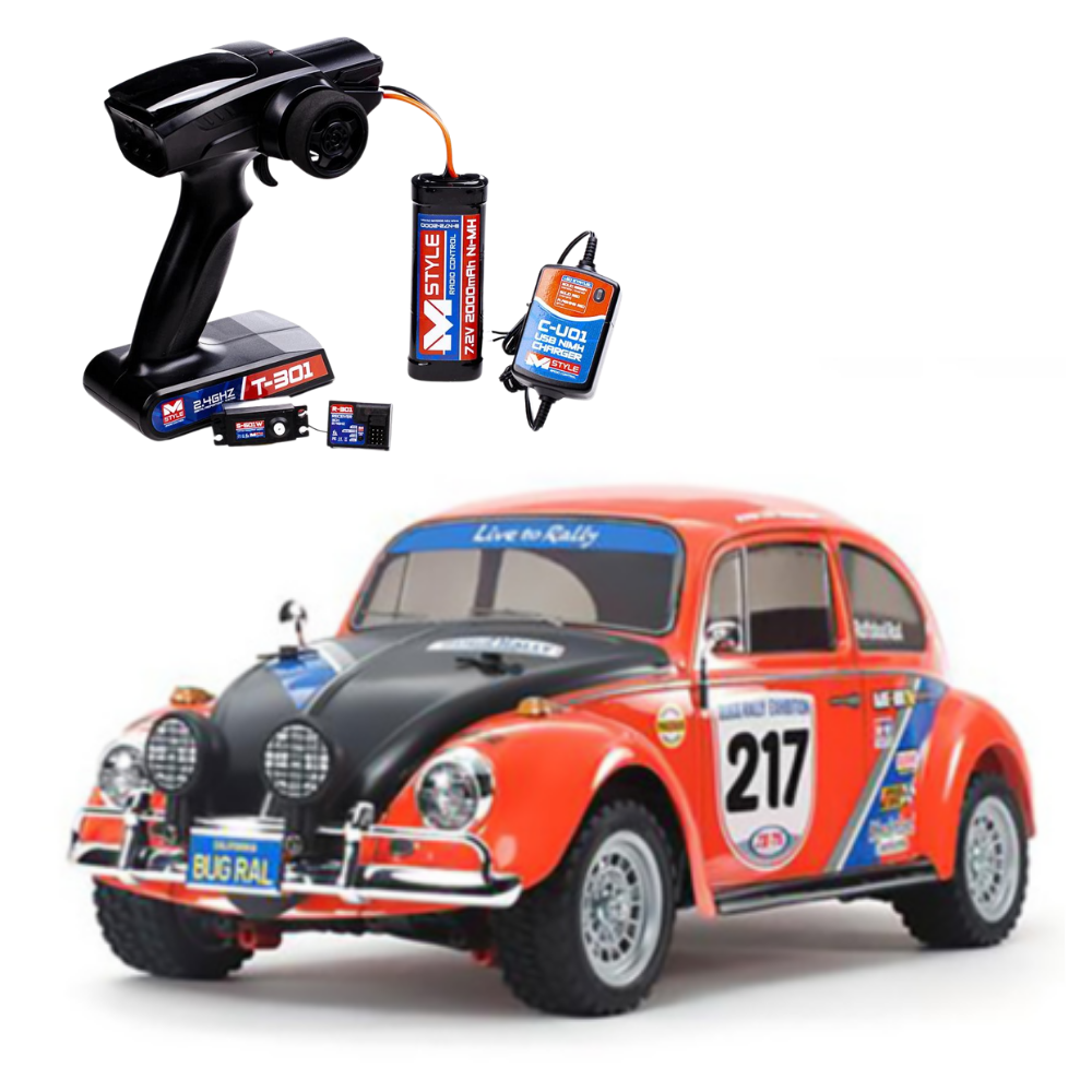 Tamiya Volkswagen Beetle Rally - MF-01X + RC Equipment Bundle