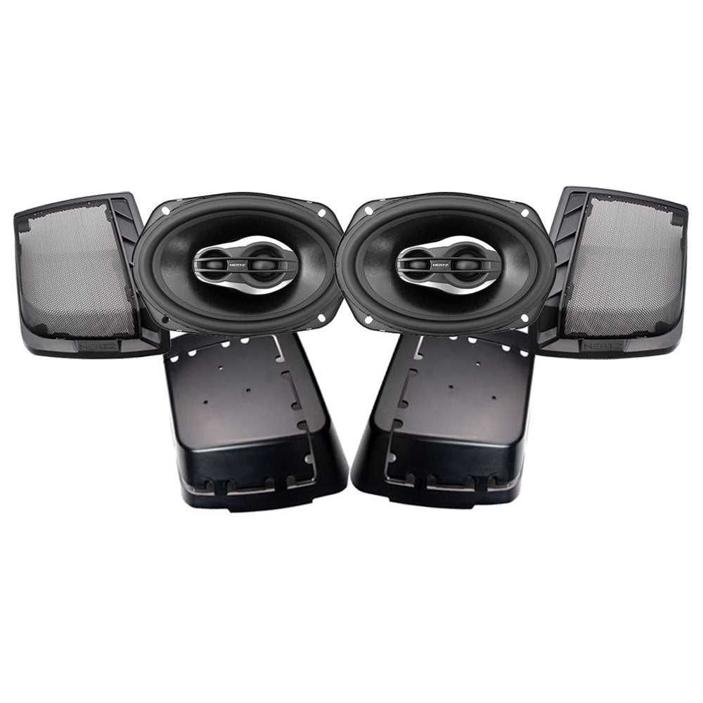 Hertz HD13DH Saddlebag Lid Cut Kit and SX690NEO 6x9” Speakers for