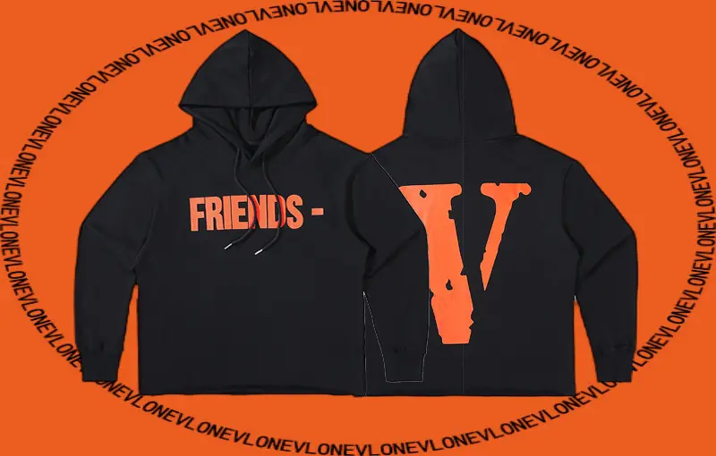 Vlone Friends Hoodie Black Orange - Vloneai.com