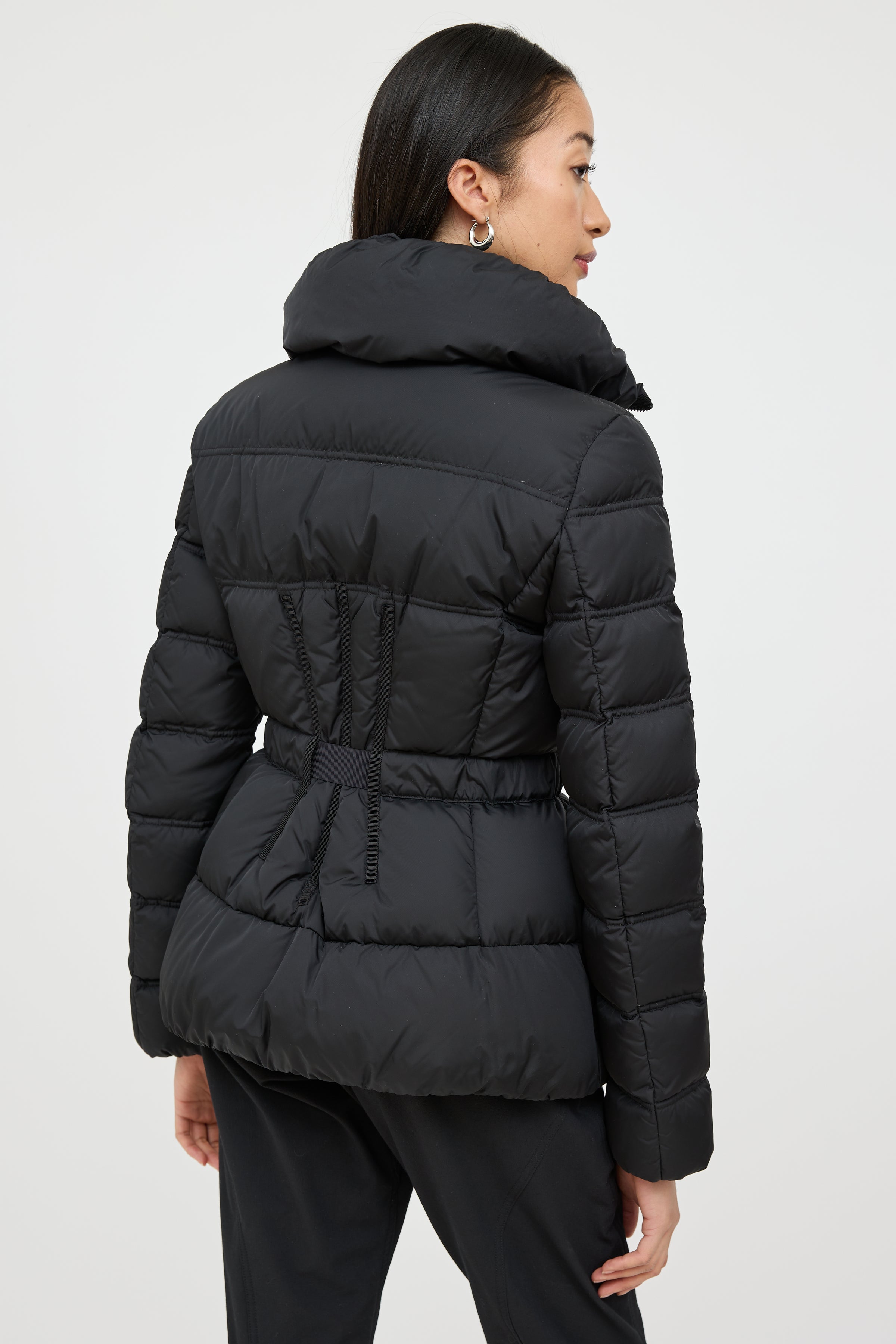 Moncler // Black Alouette Down Belted Jacket – VSP Consignment
