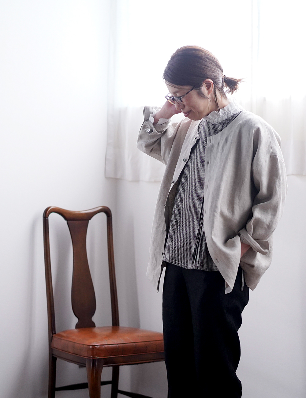 wafu】【リネン シャツジャケット】細部までこだわり技に心酔する