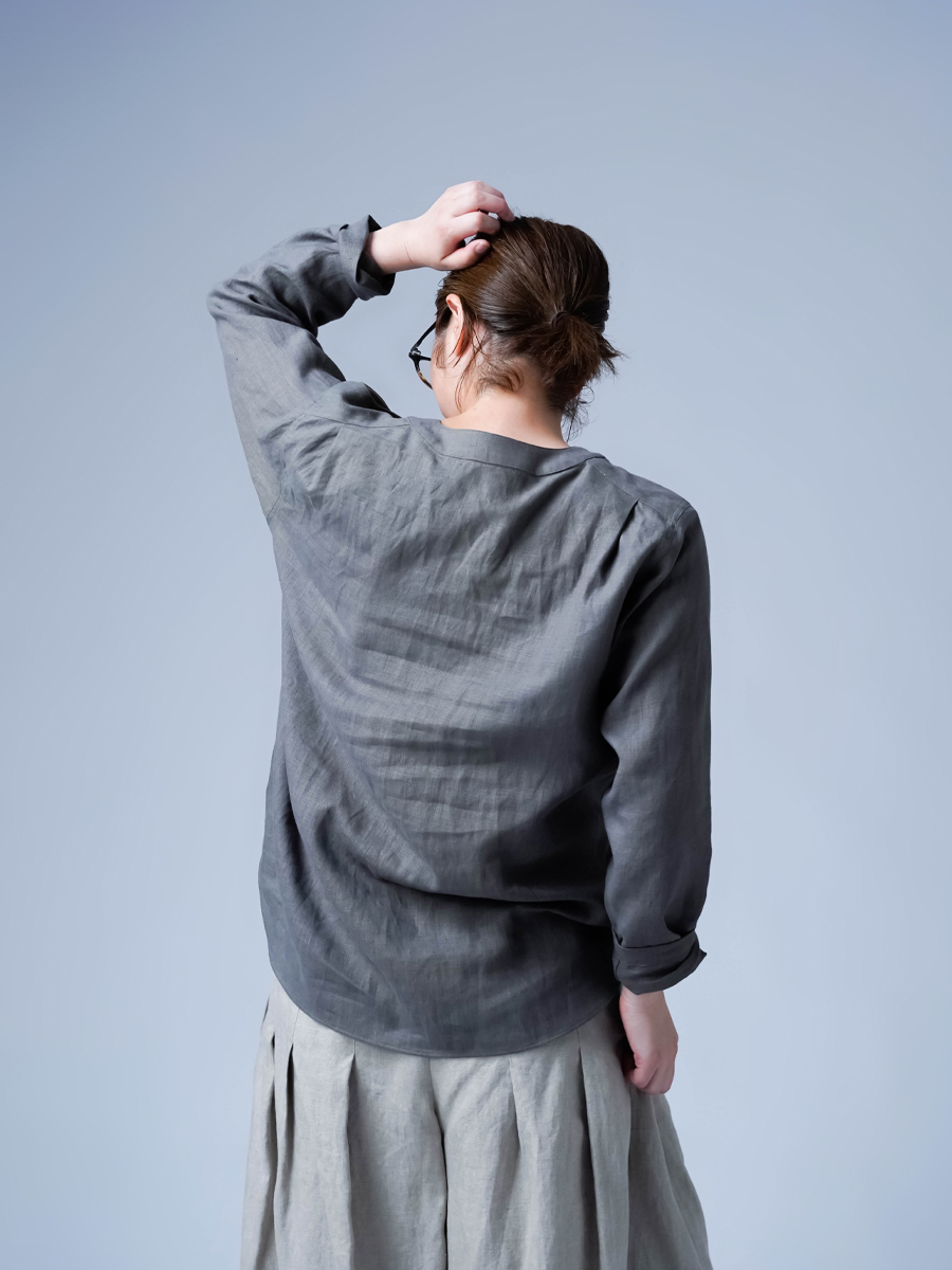 リネントップス】快適さ無制限 スリーピングシャツ ／ 鈍色 t030c-nib1