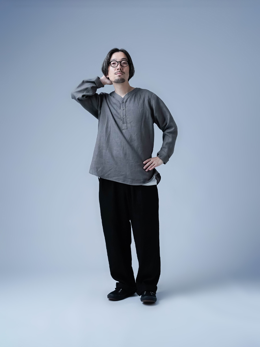 リネントップス】快適さ無制限 スリーピングシャツ ／ 鈍色 t030c-nib1