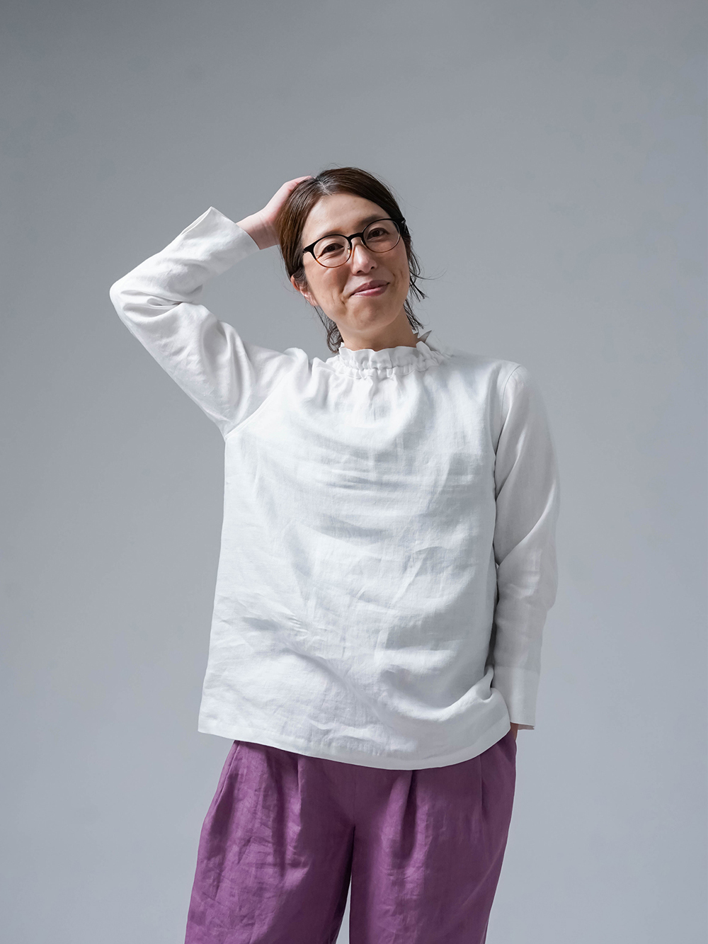 プレミアムリネンタートル】/ホワイト p014k-wht1