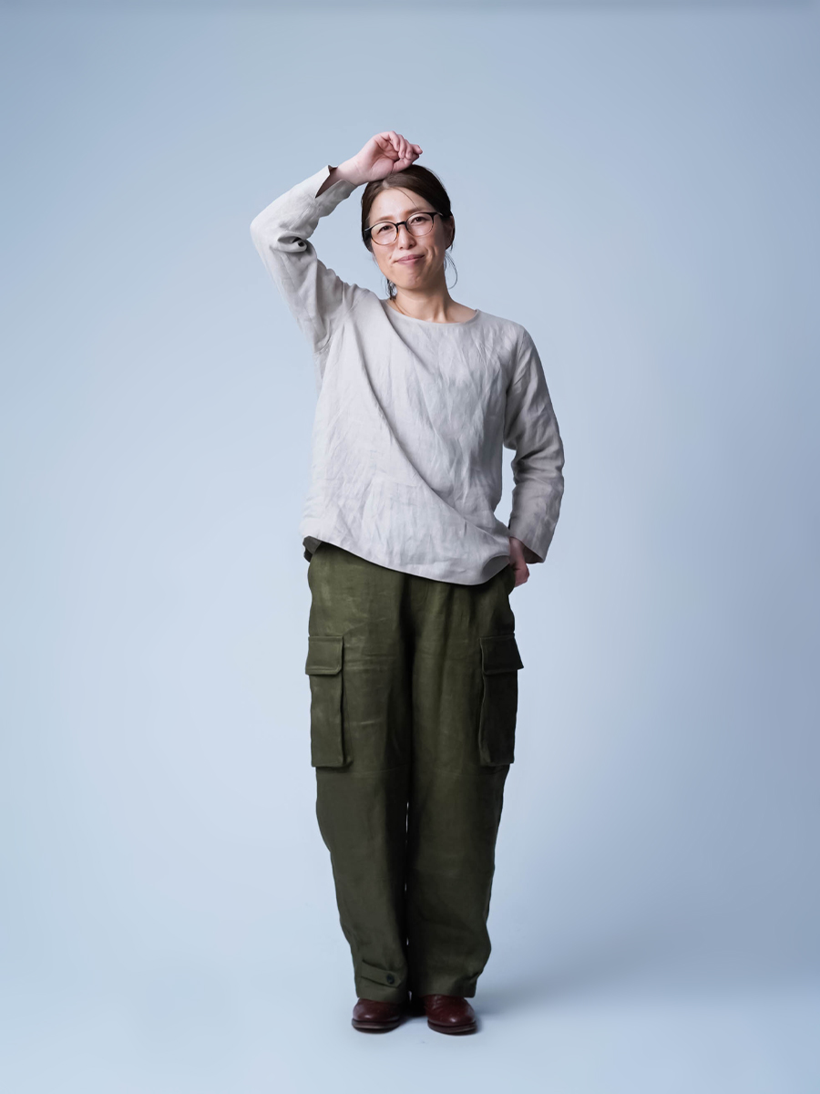 プレミアム】リネントップス 丸首 トップス 薄地 ／ フラックス p012g-flx1