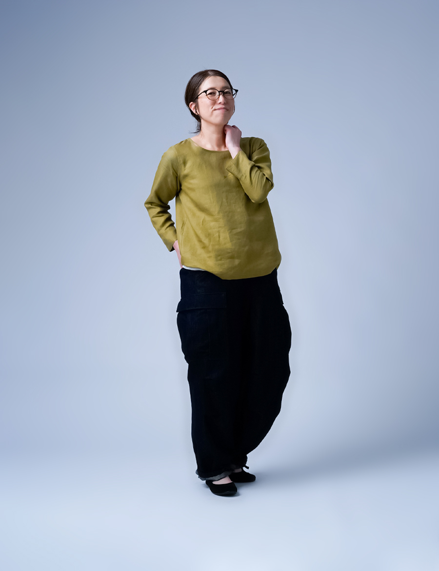 リネントップス】プレミアムリネン 丸首 トップス 薄地 / ジョーヌ