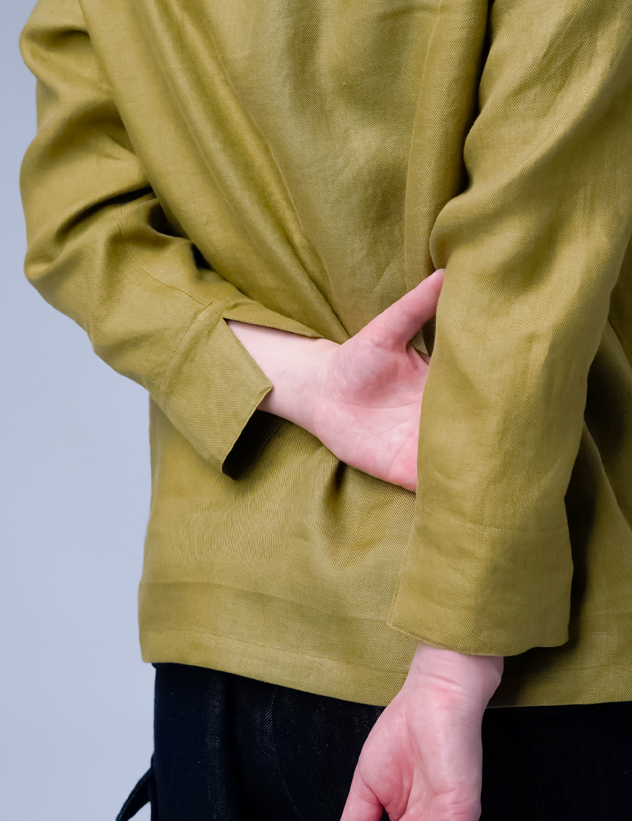 リネントップス】プレミアムリネン 丸首 トップス 薄地 / ジョーヌ