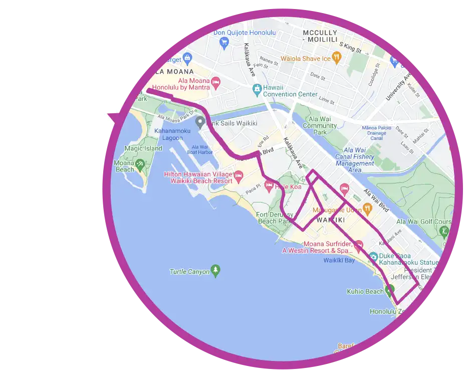 ワイキキトロリー・ピンクライン: アラモアナ・ショッピング