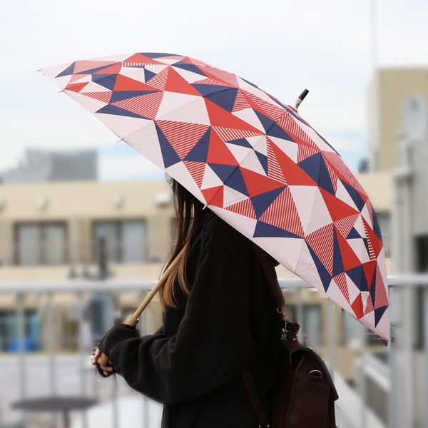 和柄テキスタイル 16本骨長傘‐万華鏡／紅｜おしゃれな和柄傘ブランド