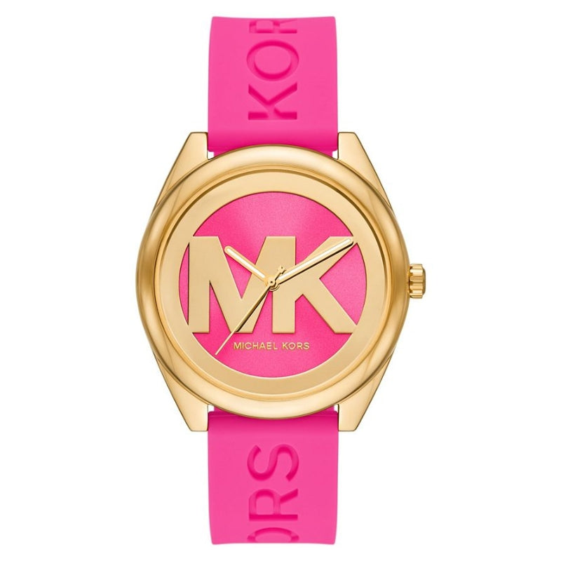 Michael Kors Janelle Quartz Pink Dial Pink Rubber Strap Watch For