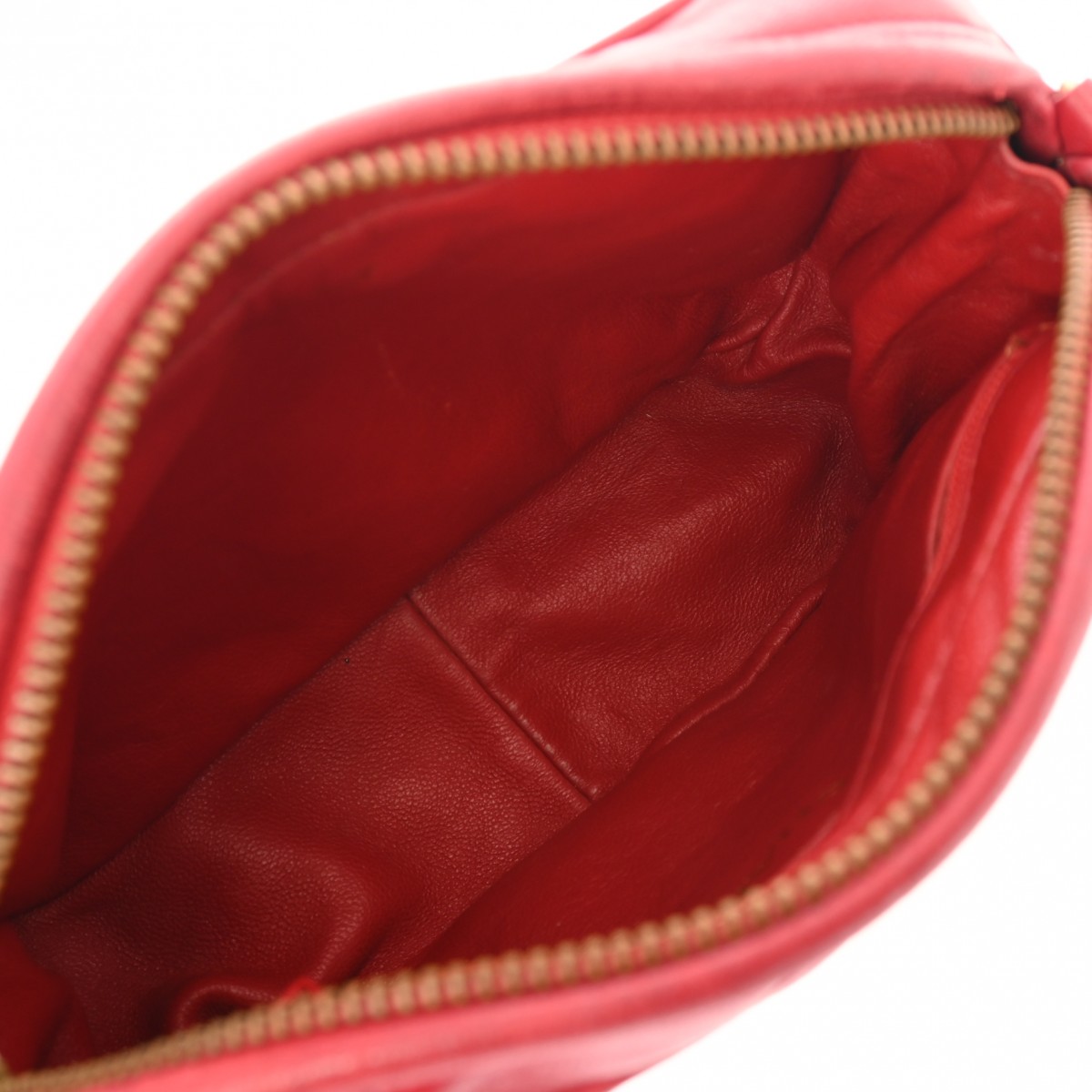 シャネル フリンジチェーンショルダー レッド ラムスキン レディース