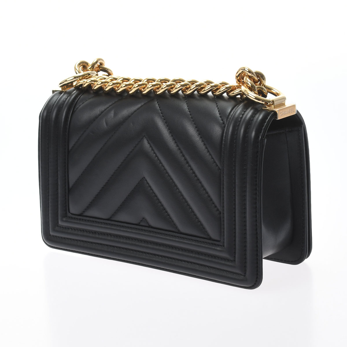 ボーイシャネル スモール チェーンショルダー Vステッチ ブラック