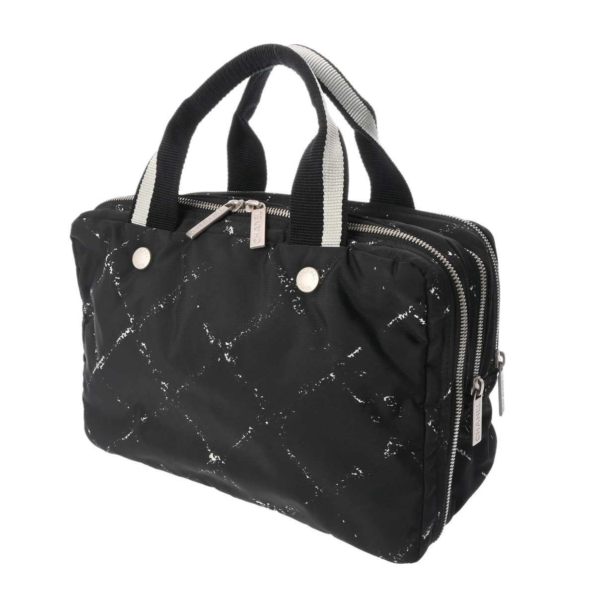 シャネル 旧トラベルライン ミニボストンバッグ ブラック ナイロン