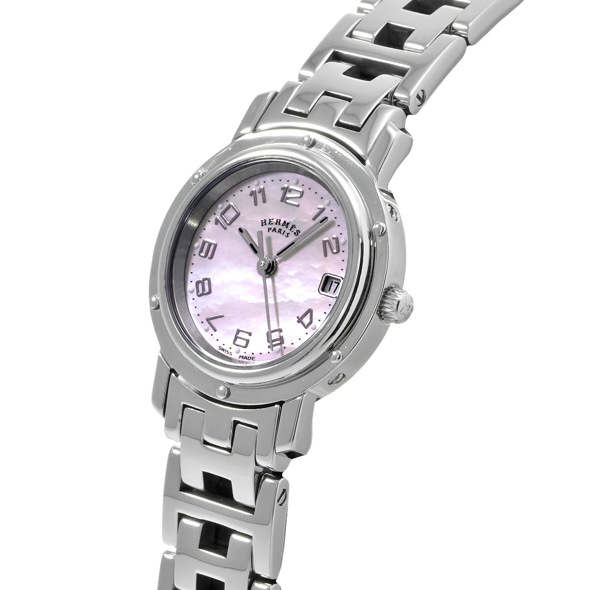 エルメス クリッパー ナクレ CL4.210 ピンクシェル レディース 時計