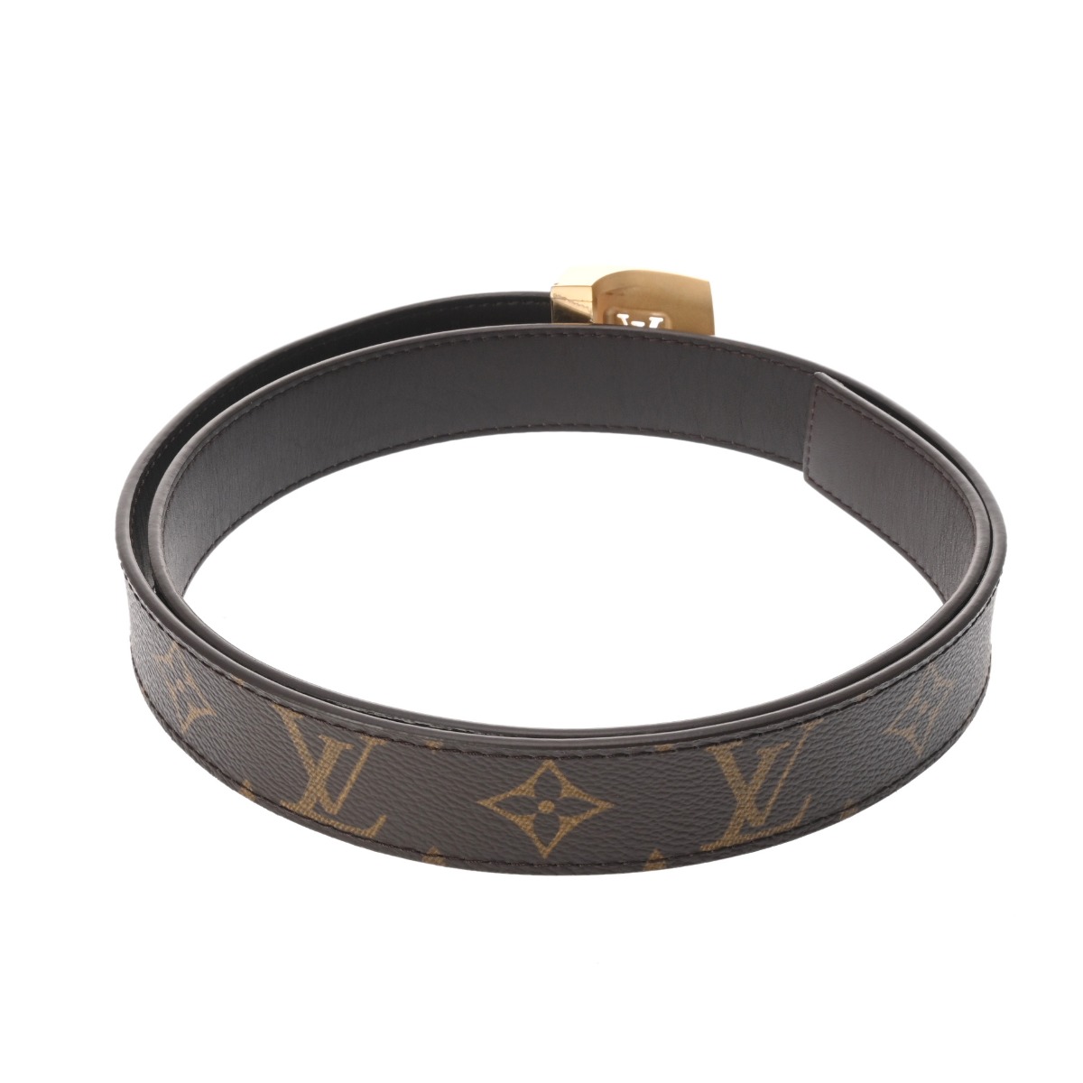 ルイ ヴィトン モノグラム サンチュール LVカット ベルト #90 ブラウン
