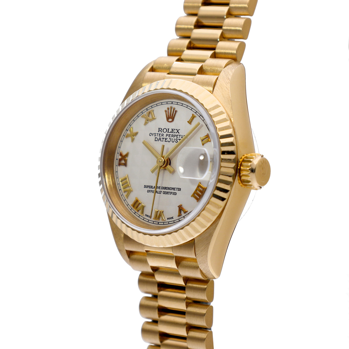 ロレックス デイトジャスト 69178 アイボリーピラミッド レディース