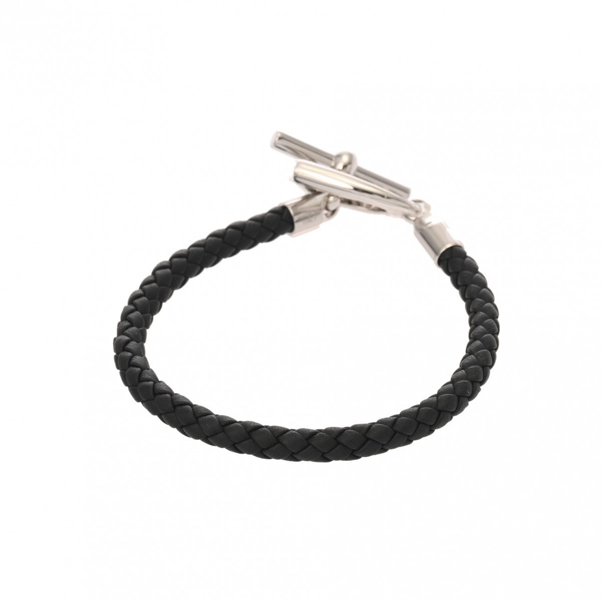 エルメス レザーブレスレット エトリエ T5 ブラック/シルバー金具