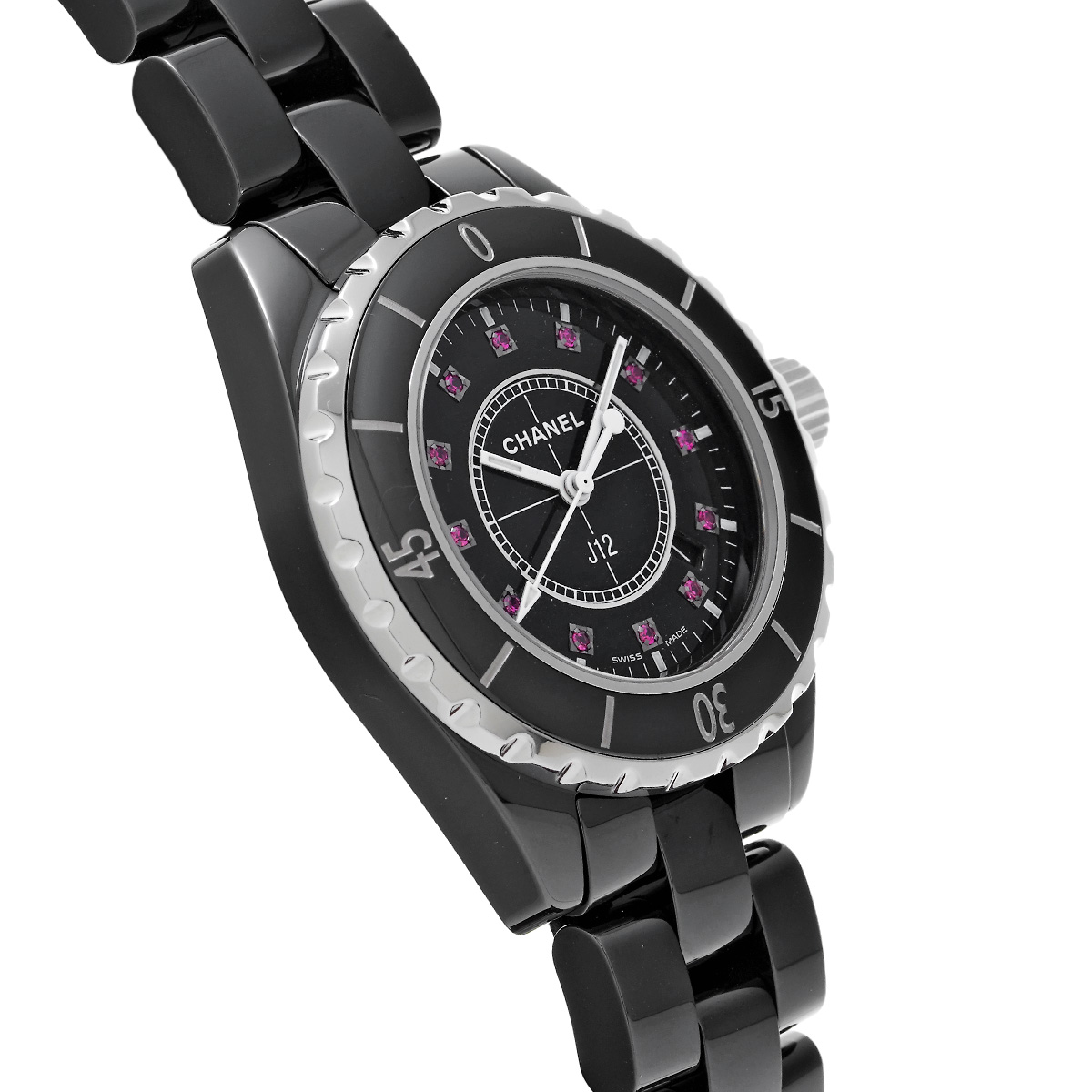 シャネル / CHANEL J12 33MM H1634 ブラック/ルビー レディース 時計