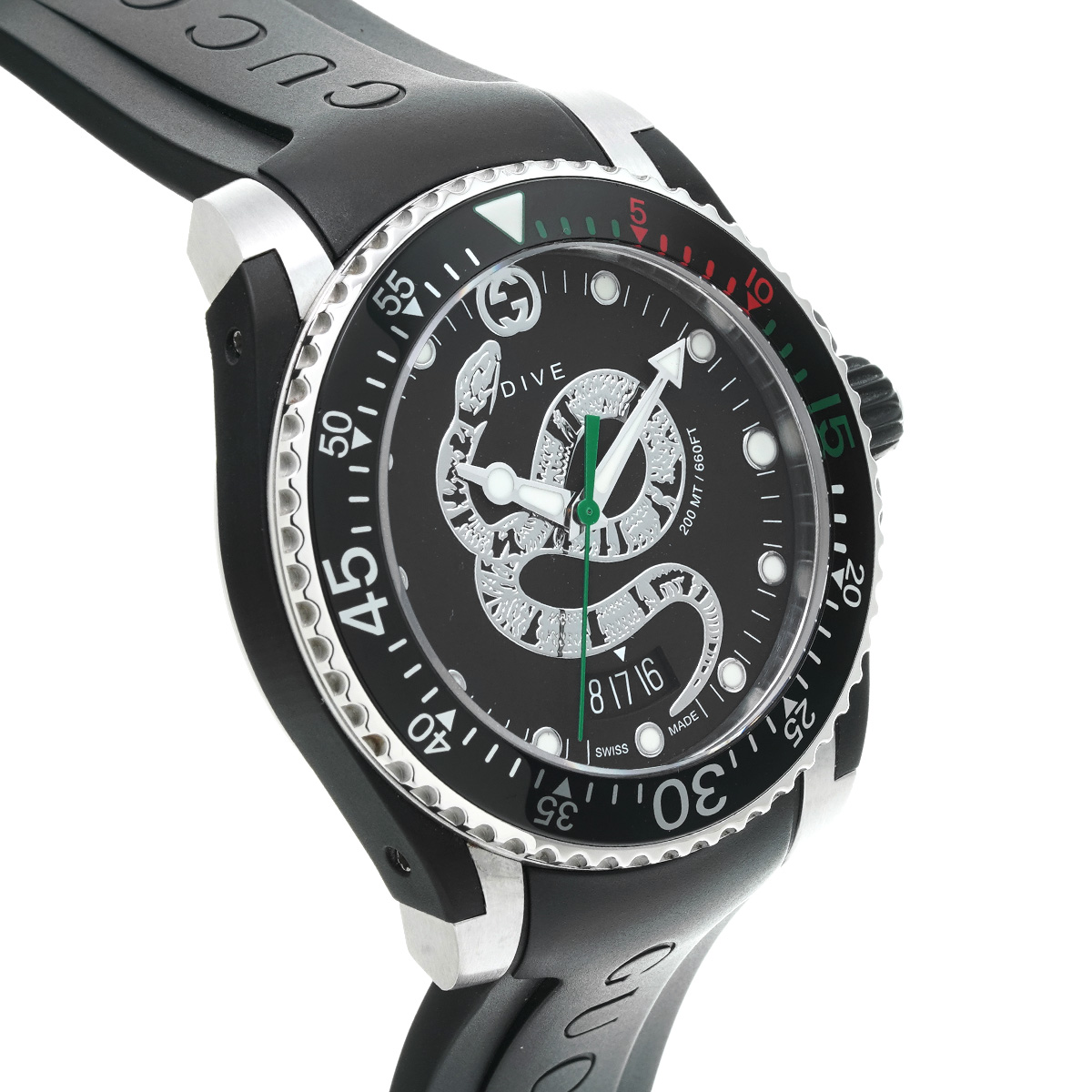 グッチ / GUCCI ダイブ スネーク YA136323 ブラック レディース 時計