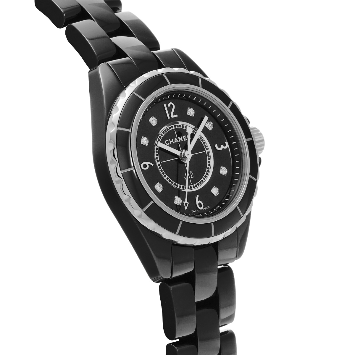 シャネル J12 29MM H2569 ブラックラッカー/ダイヤモンド レディース