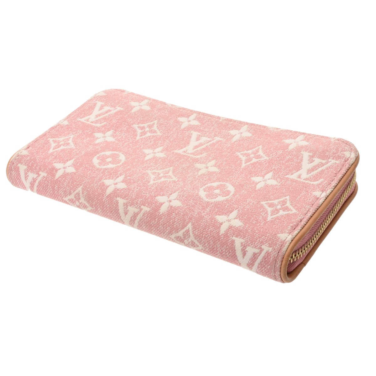 ルイ ヴィトン モノグラムデニム ジッピーウォレット ピンク M81182