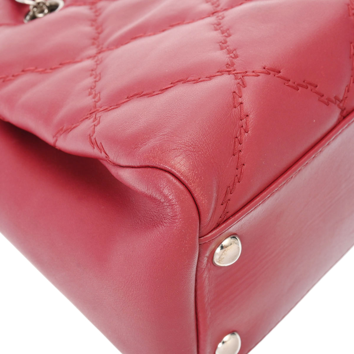 シャネル ウルトラステッチ チェーントート ボルドー/シルバー金具