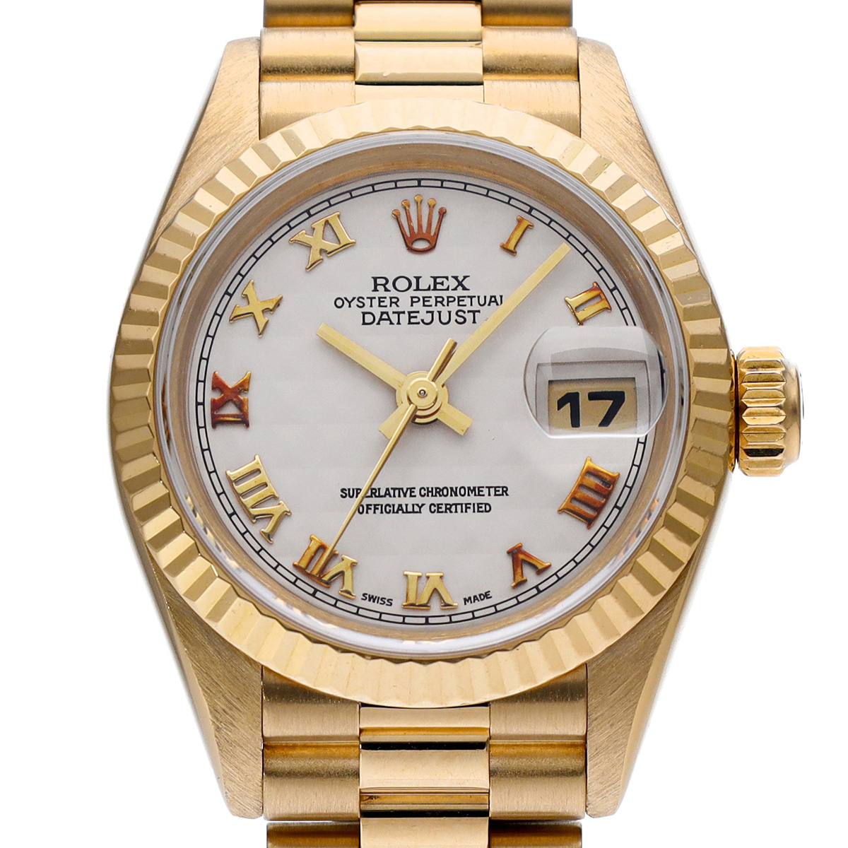 ロレックス デイトジャスト 69178 アイボリーピラミッド レディース