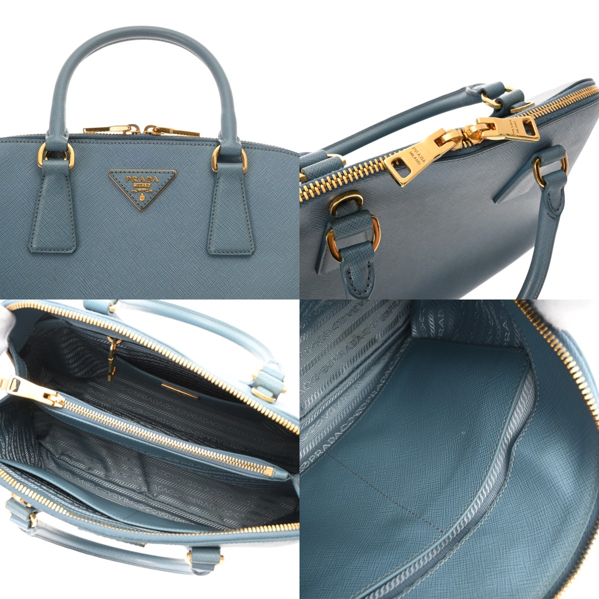 プラダ 2WAY ハンドバッグ ブルー BL0837 サフィアーノレザー