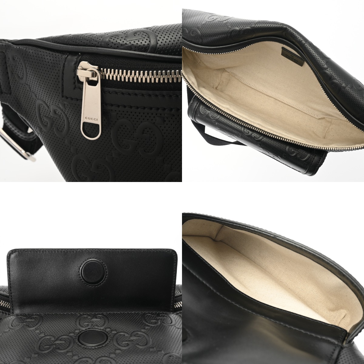 グッチ GGエンボス ベルトバッグ ブラック 645093 レザー メンズ