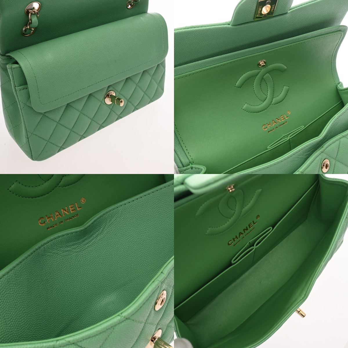 シャネル マトラッセ WフラップWチェーンショルダー 23 グリーン