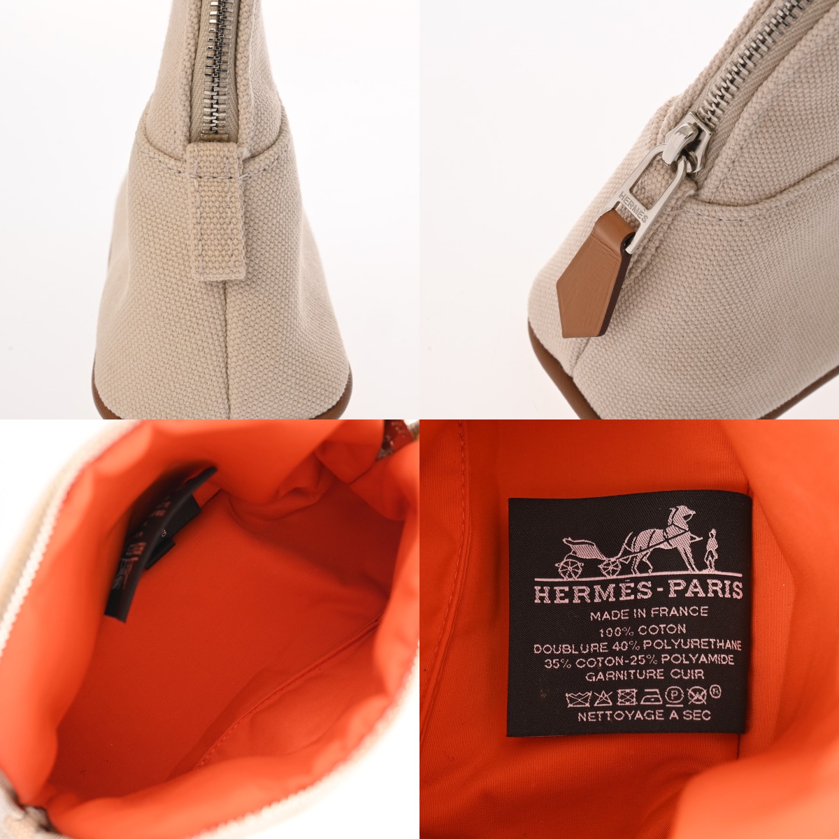 エルメス ボリード ポーチ ミニミニ ベージュ コットンキャンバス ユニ