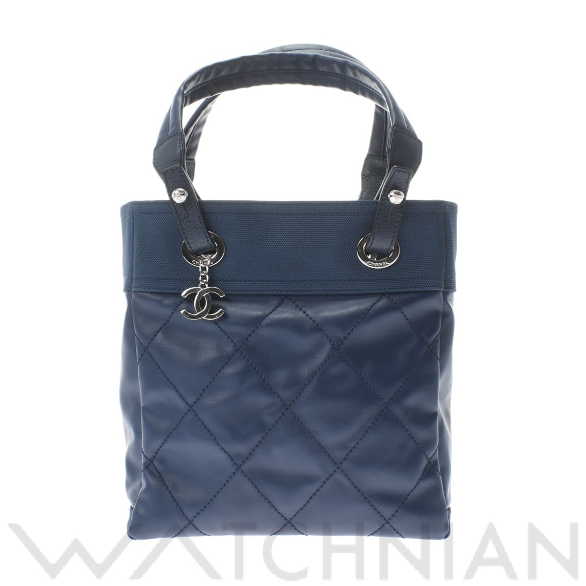 パリビアリッツ トートPM ブルー/シルバー金具 A34208 コーティング
