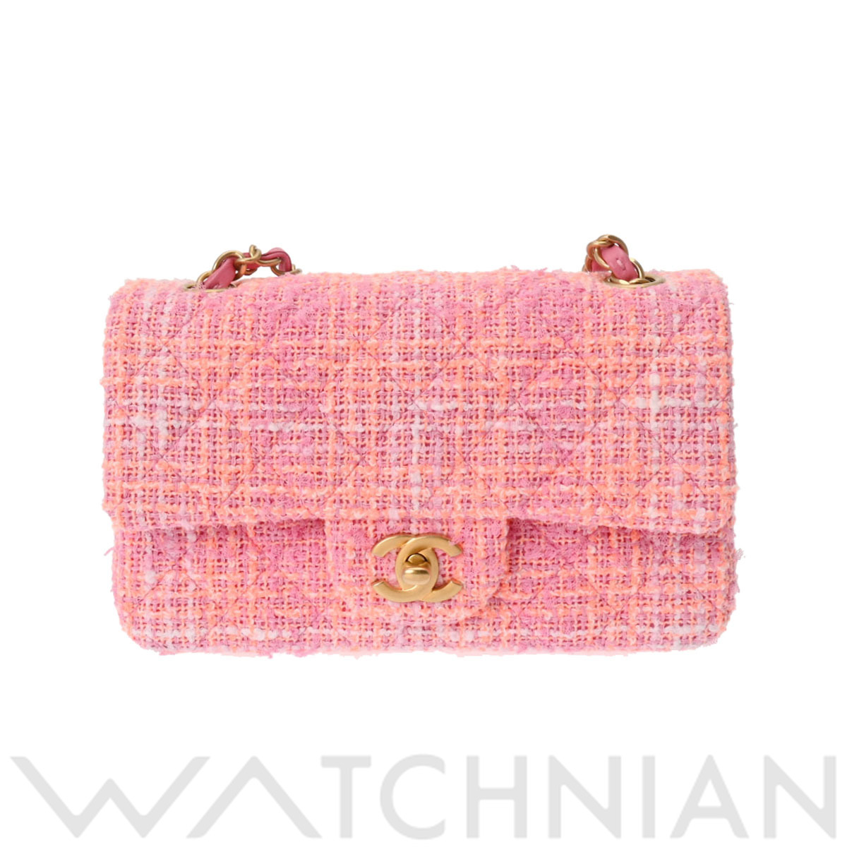 シャネル ミニフラップバッグ 20 ピンク/マットゴールド金具 A69900