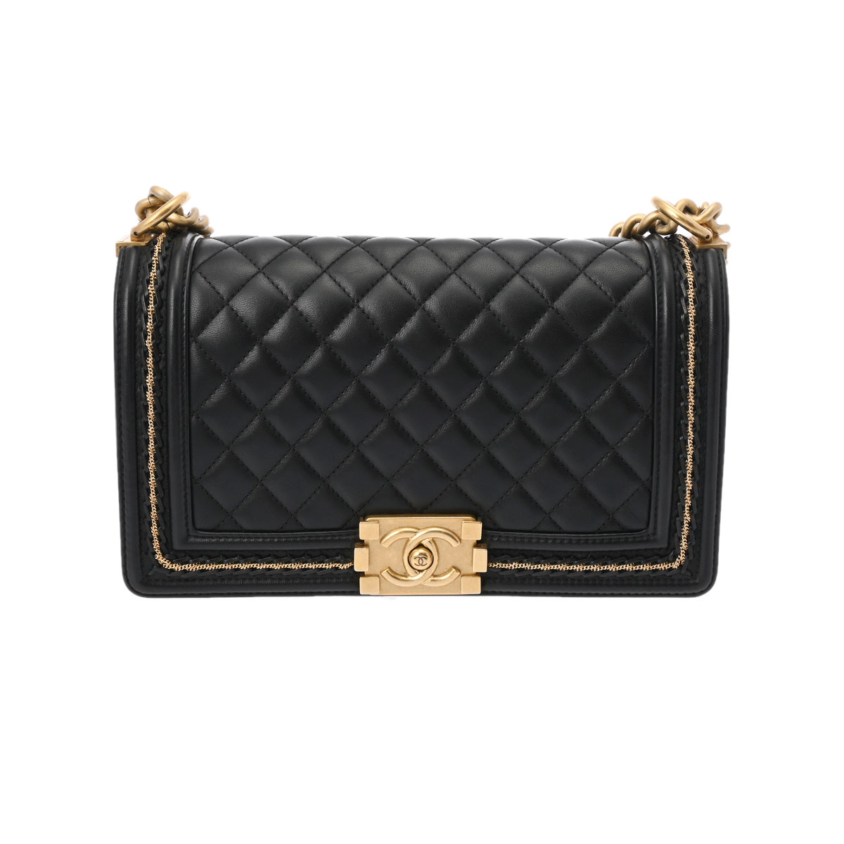 シャネル ボーイシャネル チェーンショルダー 25cm ブラック A67086