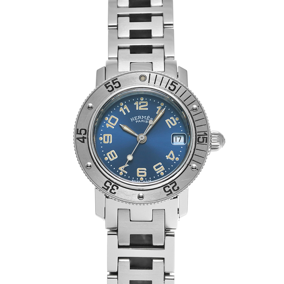 エルメス クリッパー ダイバー CL5.210 ブルー レディース 時計 【中古