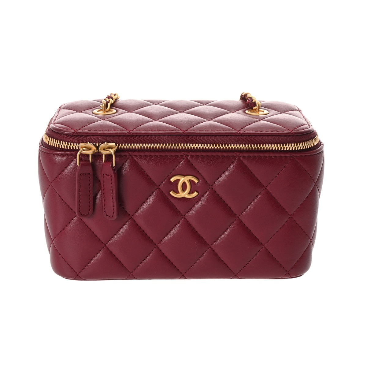 シャネル マトラッセ スモールヴァニティケース ボルドー ラムスキン