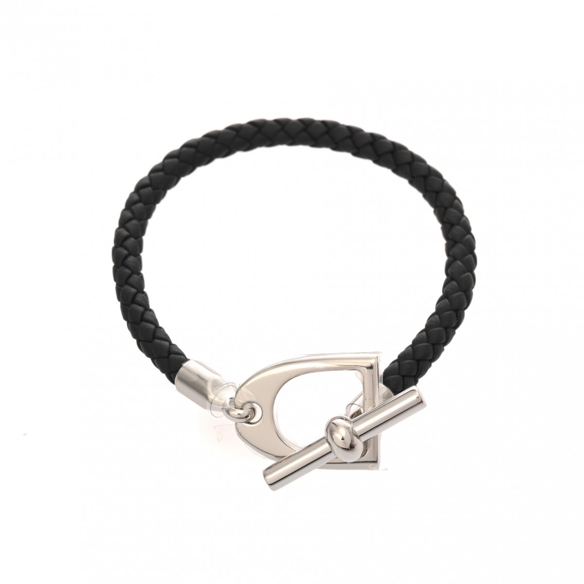 エルメス レザーブレスレット エトリエ T5 ブラック/シルバー金具