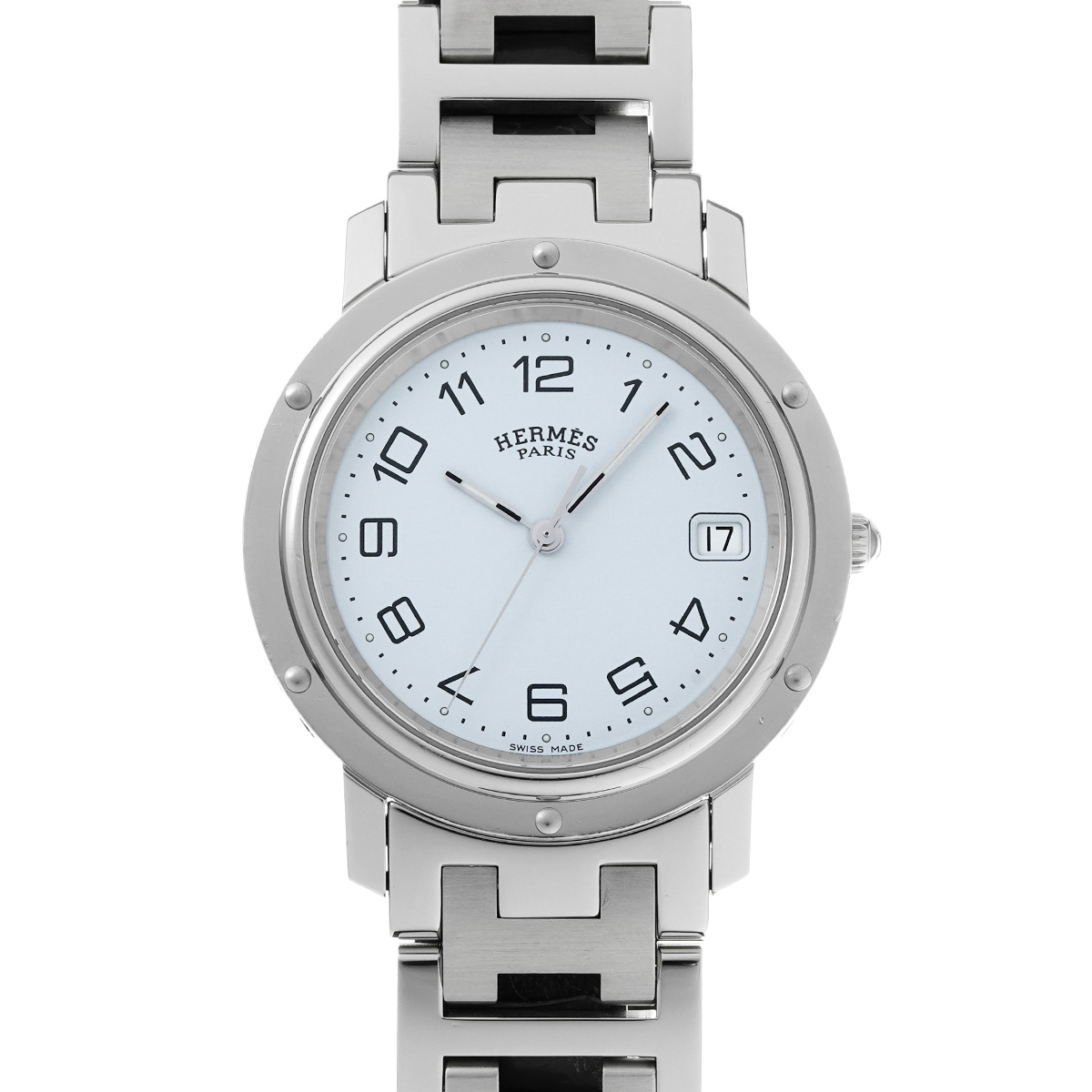 エルメス クリッパー CL6.710 ホワイト メンズ 時計 【中古