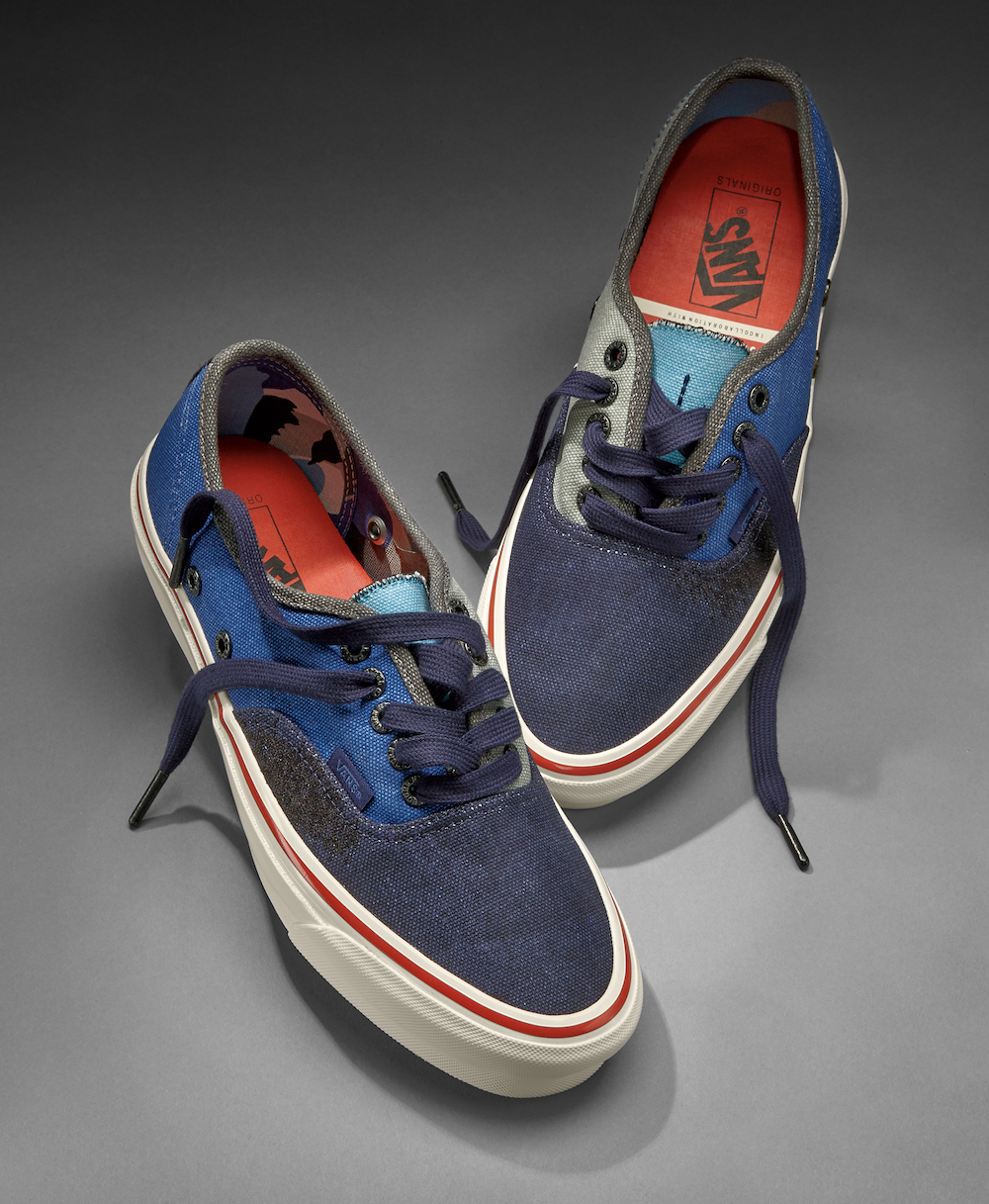 ナイジェル・ケーボン仕様のヴァンズ スニーカー。手書きや刺繍で