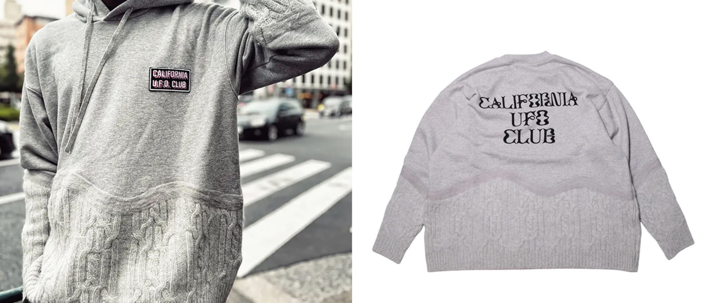 スウェットとニットが融合した斬新なデザイン。ネイタルデザインと