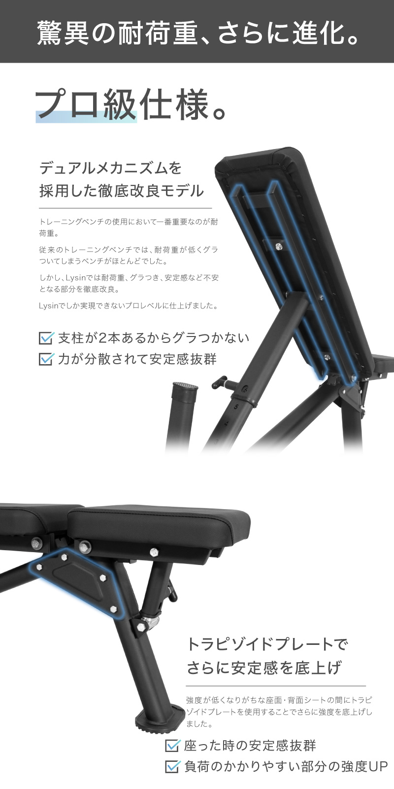 ライシン インクラインベンチ ロング プロ級 公式競技サイズ 頑丈 時短