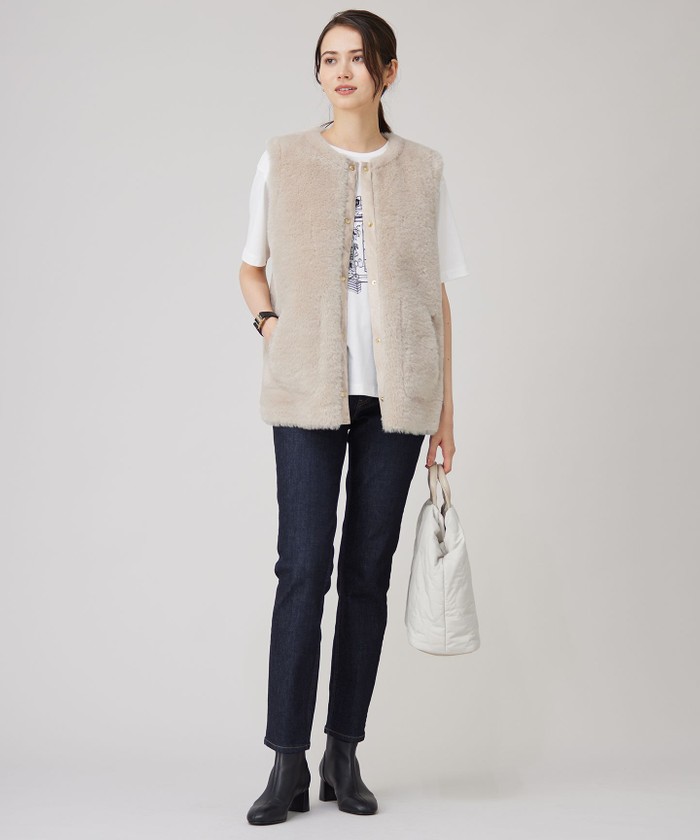 自由区 L＞ リバーシブルエコメリノムートン ジレ｜天満屋ネット