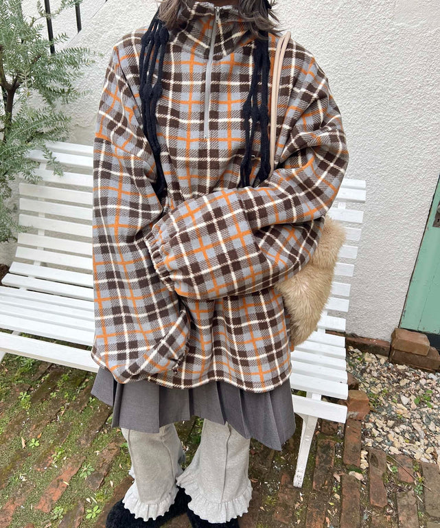 ハーフジップチェックフリースプルオーバー – WEGO ONLINE STORE