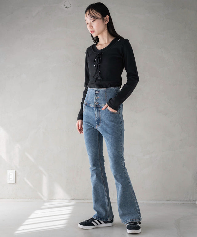 ハイウエストストレッチフレアデニムパンツ｜WEGO（ウィゴー） – WEGO