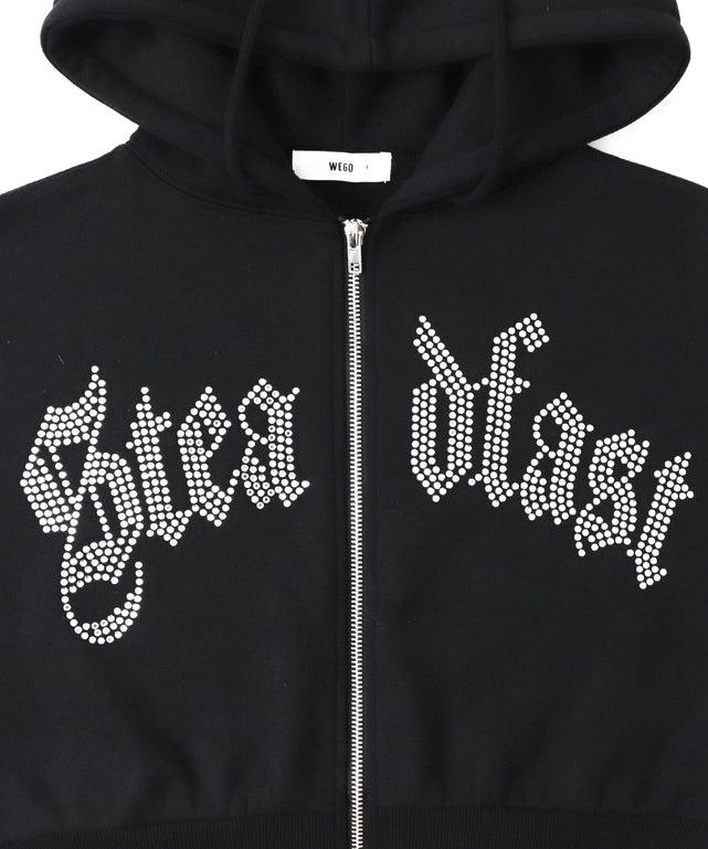 ラインストーン裏起毛ショートジップパーカー｜WEGO（ウィゴー