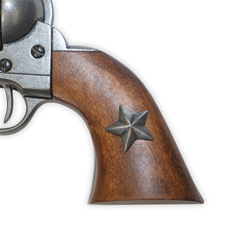 Western Peacemaker Revolver Replica – Gray Finish, Wood Star Grips