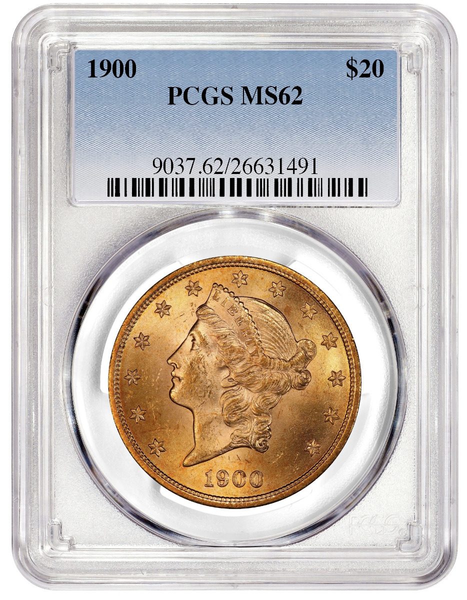 1900 $20 GOLD LIBERTY PCGS MS62