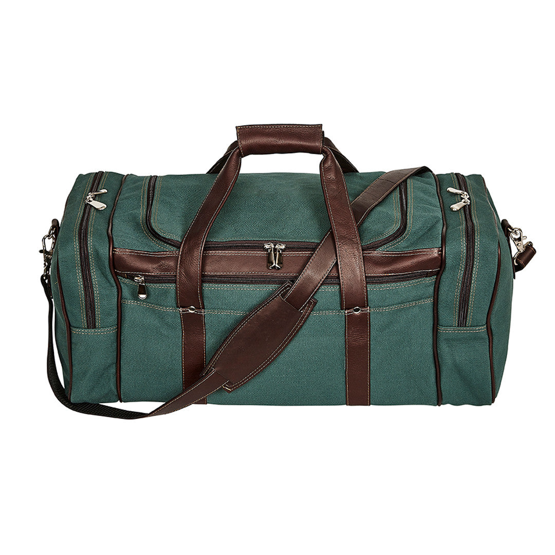 Large Sport Duffel Bag in Canvas with Colombian Leather Trim